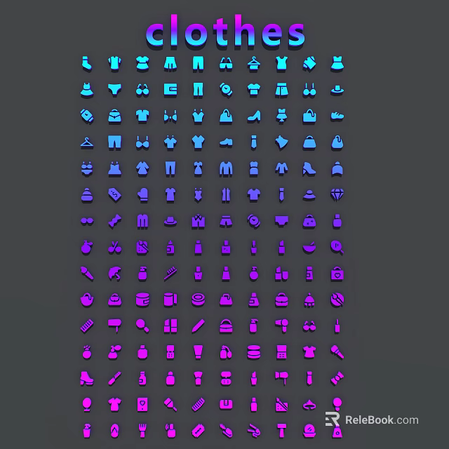 Variety of Pendant Designs with Blue to Purple Gradient Colors Arranged Neatly 3d model 