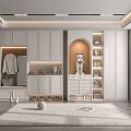 Modern White Shoe Cabinet Interior Design With Storage Space And Clothing Rack