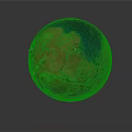 Realistic Mars Like Sphere Model With Red Surface Blue Regions And Craters 3d model