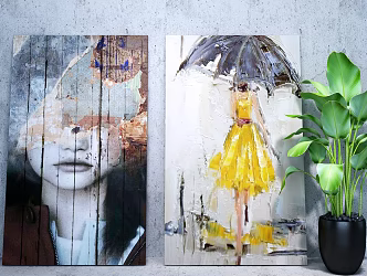 modern figure painting figure decorative painting 3d model
