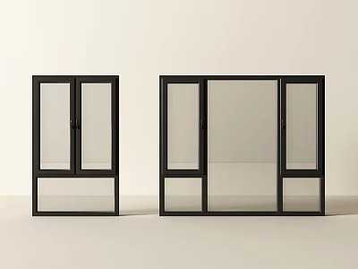 Modern Casement Windows With Black Frames Clear Glass And Sleek Design 3d model