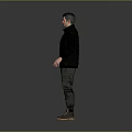 Man Wearing Black Vest Long-Sleeve Top Green Cargo Pants Brown Boots With Arms Outstretched