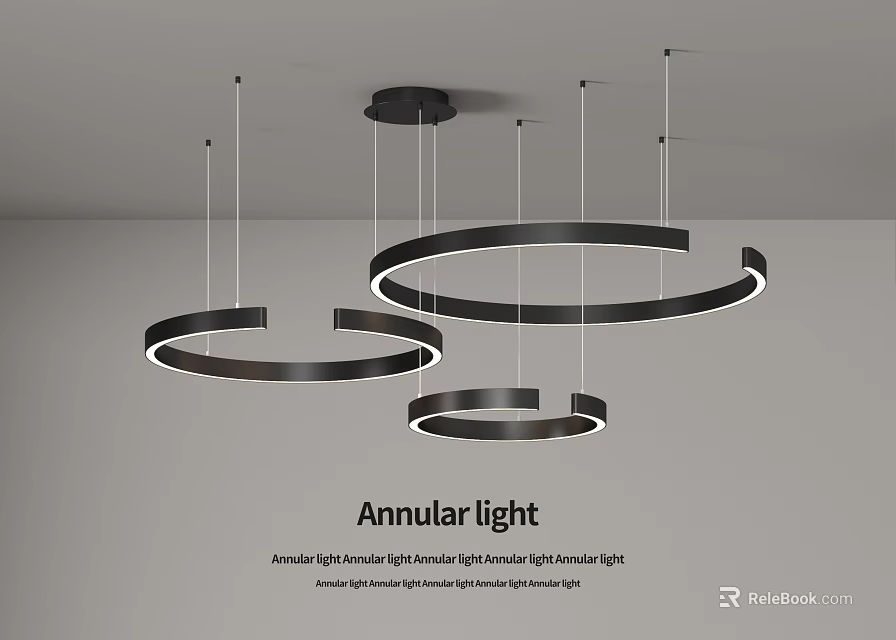 Modern Annular Chandelier with Multiple Circular Rings for Interior Design 3d model 