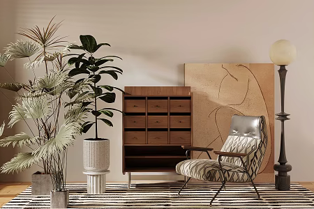 Middle Ancient Style Single Sofa Decorative Cabinet Bucket Cabinet Side Cabinet Storage Cabinet Entrance Cabinet Decorative Cabinet Ornaments Screen Potted Flower Art 3d model