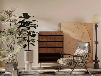 Middle Ancient Style Single Sofa Decorative Cabinet Bucket Cabinet Side Cabinet Storage Cabinet Entrance Cabinet Decorative Cabinet Ornaments Screen Potted Flower Art 3d model