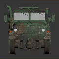 Green Military Utility Truck With Rugged Cargo Bed And Off Road Roof Rack