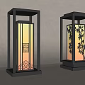 Outdoor Lanterns with Modern Chinese Style Bamboo and Geometric Patterns Black Frame for Garden Decor