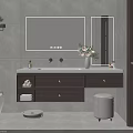 Modern Bathroom Vanity With LED Mirror Countertop Storage Drawers And Toiletries