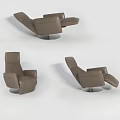 Modern Single Sofa With Swivel Base And Brown Leather Reclining Design 3d model