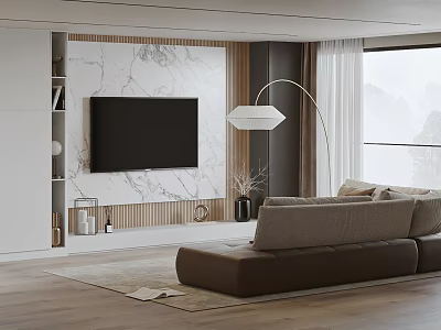 Modern TV background wall 3d model