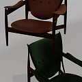 Modern Leisure Accent Chairs With Wooden Frame Brown And Green Upholstery Design