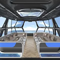 Luxury KTV Lounge Interior With Modern Ceiling Design Ocean View Windows And Sofa Seats