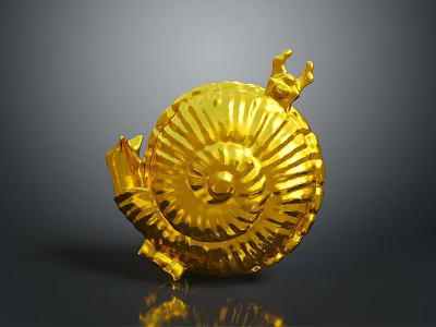 Golden Snail With Ornate Spiral Shell And Lustrous Surface Design 3d model