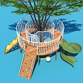 Modern play equipment children's tree house rotating slide landscape platform 3d model