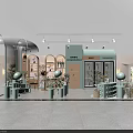 Elegant Light Luxury Boutique Store Interior With Light Green Display Shelves And Decorative Plants