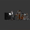 Stylish Game Movie Characters as Jazz Band Playing Piano Bass Guitar and Drums in Suits