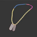 Silver Chain Necklace With Two Dog Tag Pendants And Link Design