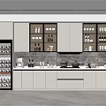 Modern Kitchen Interior Design With Cabinets Wine Cooler And Marble Countertop
