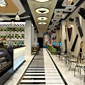 Modern Internet Cafe Interior Design With Computers Green Yellow Chairs And Marble Floor