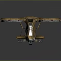 Yellow Futuristic Aircraft With Two Large Rotors Streamlined Body Cockpit And Weaponry