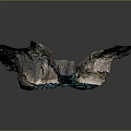 Detailed Terrain Model Featuring Canyon River Waterfall And Green Vegetation