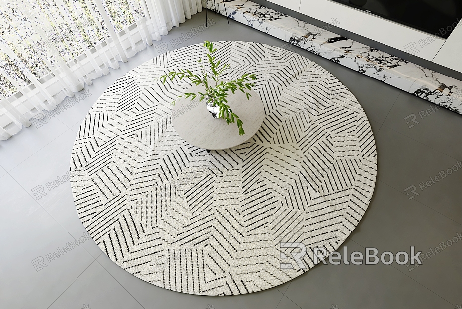 modern round carpet black and white gray carpet fabric carpet model