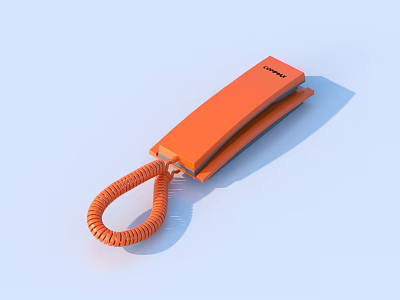Orange Toshiba Landline Phone With Coiled Cord Classic Design for Home 3d model