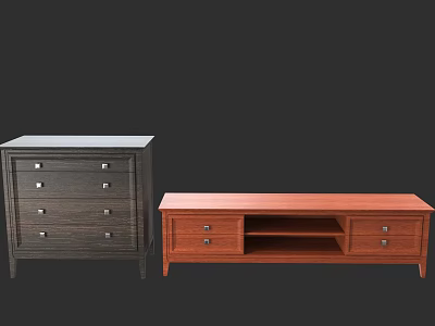 Brown And Gray TV Stands With Drawers And Open Shelf For Living Room 3d model