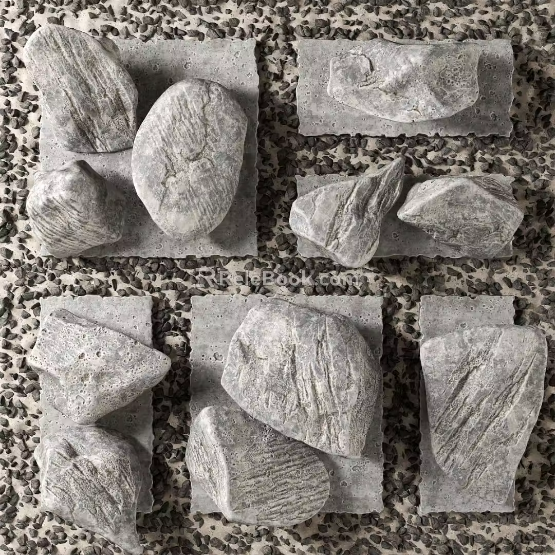 Modern Stone Pebbles Landscape 3d model