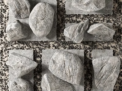 Natural Stone and Wood Interior Design Elements with Rustic Texture and Organic Patterns 3d model