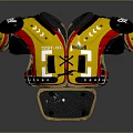 Riddell TEST 01 Football Shoulder Pads With Yellow Red And Black Straps And Padding