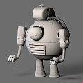 Vintage Mechanical Robot Game And Movie Character With Round Body Red Top And Yellow Eyes