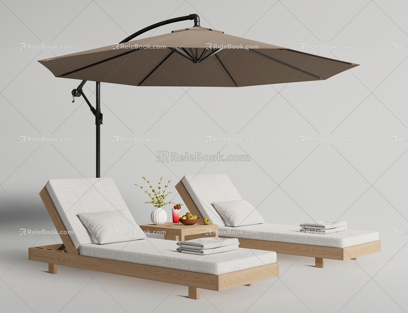 Modern Reclining Chair Outdoor Reclining Chair Beach Reclining Chair Outdoor Chair Sunshade Umbrella 3d model