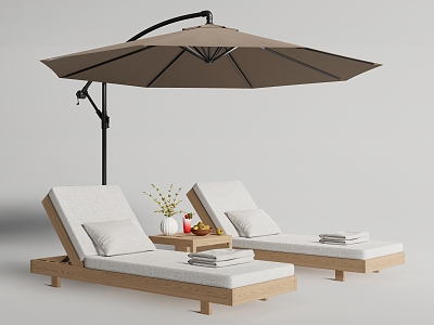 Modern Reclining Chair Outdoor Reclining Chair Beach Reclining Chair Outdoor Chair Sunshade Umbrella 3d model