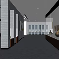 Modern Gallery Interior With Artworks Display Cases Dark Flooring And Lighting