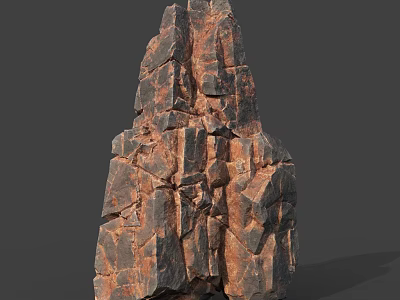 Rough Textured Organic Wooden Stone With Layered Surface And Brown Black Patterns 3d model