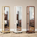 Solid wood floor dressing mirror 3d model 3d model