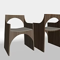 Modern Wooden Single Chair With Circular Backrest And Light Gray Seat Design