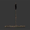 Simple Wooden Raft Water Transport With Logs And Black Skull Flag
