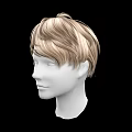 Game and Movie Character 3D Head Model With Blonde Short Layered Hair and White Face
