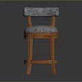 Gray Fabric Upholstered Dining Chair With Wooden Legs And Padded Backrest
