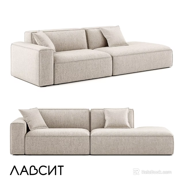 Modern Light Beige Fabric Two Seater Sofa With Comfortable Cushions And Sleek Design 3d model 