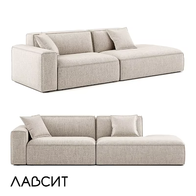 Modern Light Beige Fabric Two Seater Sofa With Comfortable Cushions And Sleek Design 3d model