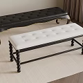 Two Elegant Upholstered Benches With Black White Seats Gold Accents And Decorative Legs