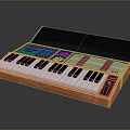 Portable Electronic Keyboard in Orange Case with Black White Keys Colorful Panels and Control Panel
