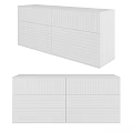 Light Gray And Oak Storage Cabinet With Vertical Striped Drawers Design 3d model