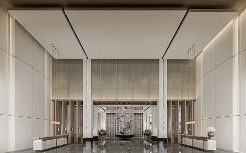 Modern Hall Hotel Lobby 3d model