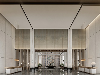 Modern Hall Hotel Lobby 3d model