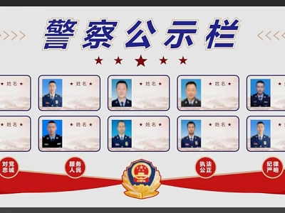Public Service Hall Police Notice Board Displaying Officer Photos And Information 3d model
