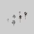 Various Arbor Trees With Light Brown Foliage And Isolated Trunks On White Background 3d model